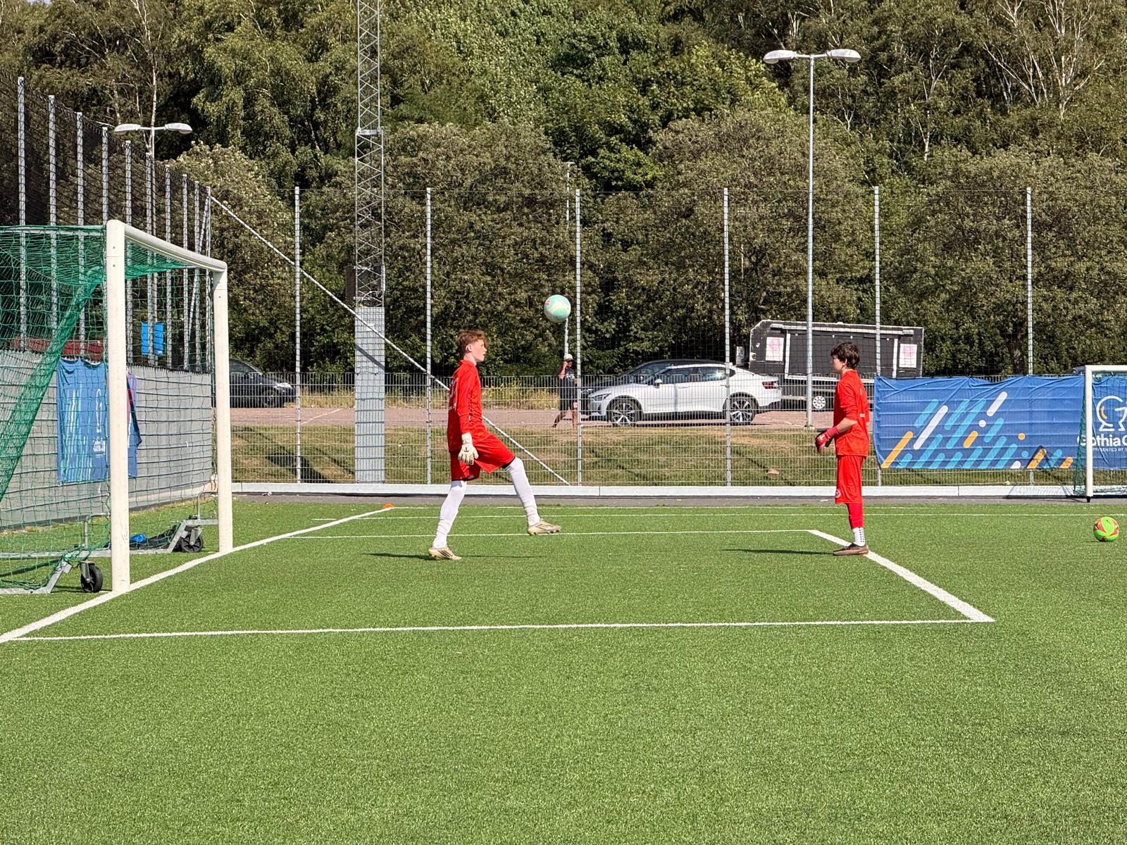 Goalkeepers warming up